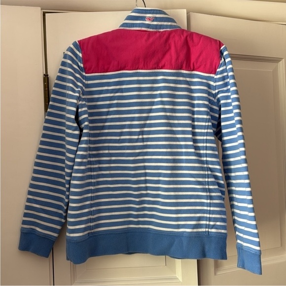 Vineyard Vines Women’s Shep Shirt Blue & White Stripe w/Pink Detail Size Small - Picture 3 of 5